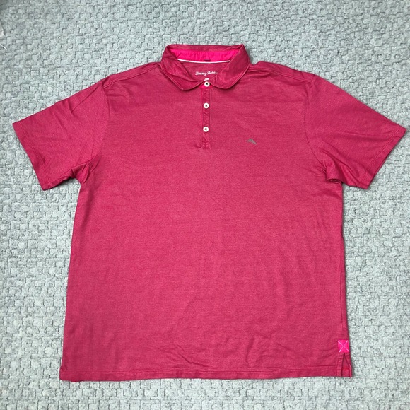 Tommy Bahama Shirt Mens Extra Large Red Pink Magenta Logo Breathable Golf Logo - Picture 1 of 10
